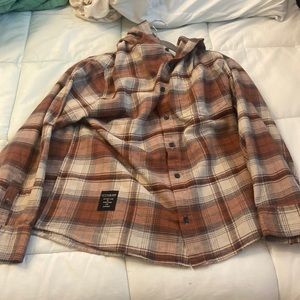 Plaid Orange and White Flannel, Boys Size 14